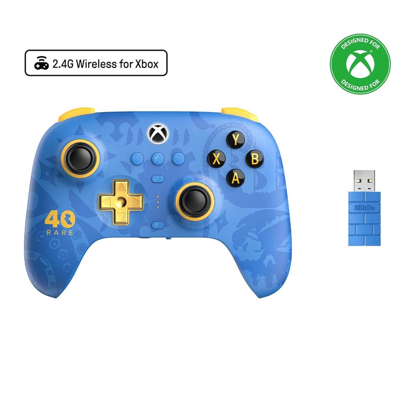 8Bitdo وحدة تحكم لاسلكية ثلاثية الوضع النهائية لجهاز Xbox، عصي تحكم بتأثير هول، أزرار خلفية احترافية، متوافقة مع Xbox Series X|S و Xbox One و Apple و Windows PC و Android - إصدار الذكرى الأربعين النادر - Image 2